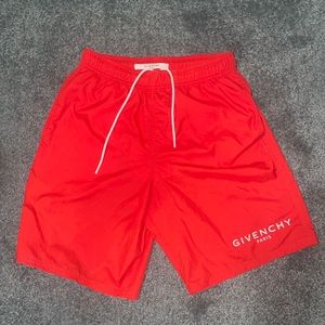 Givenchy red logo swim shorts